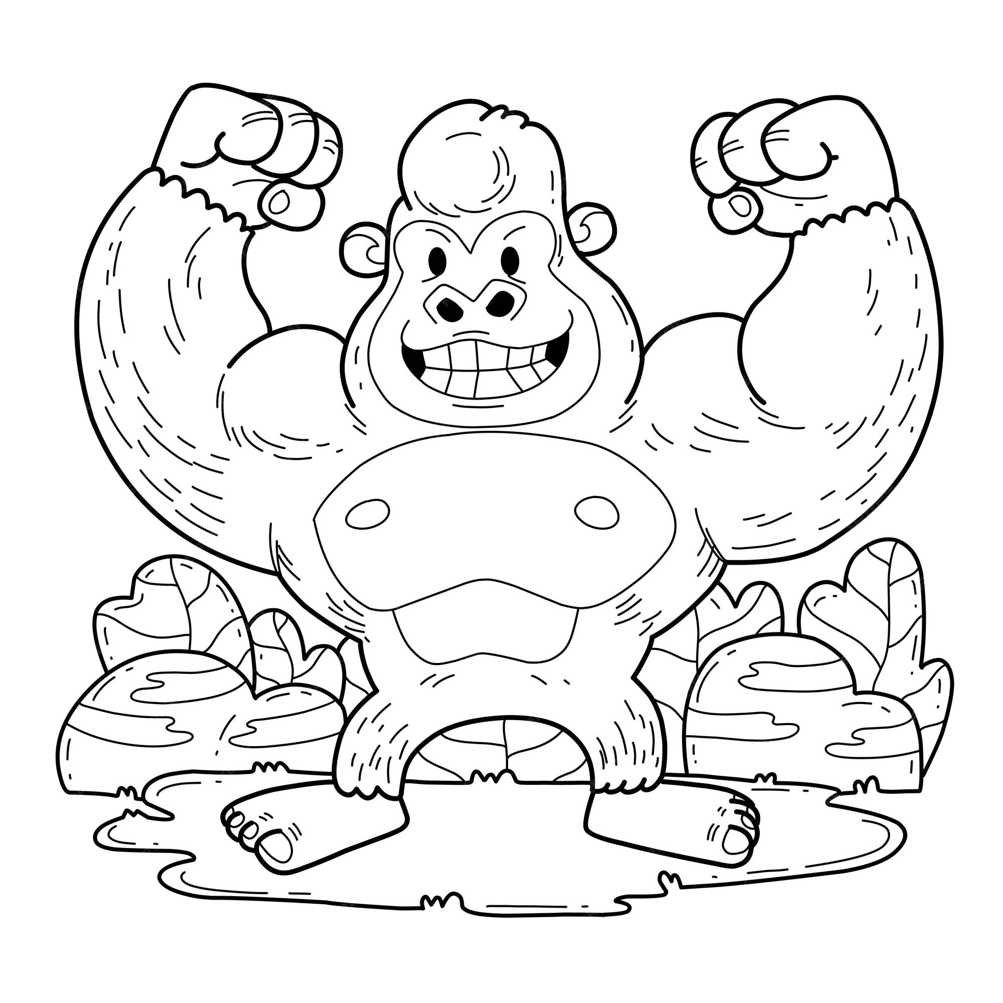 Premium vector coloring book page illustration gorilla