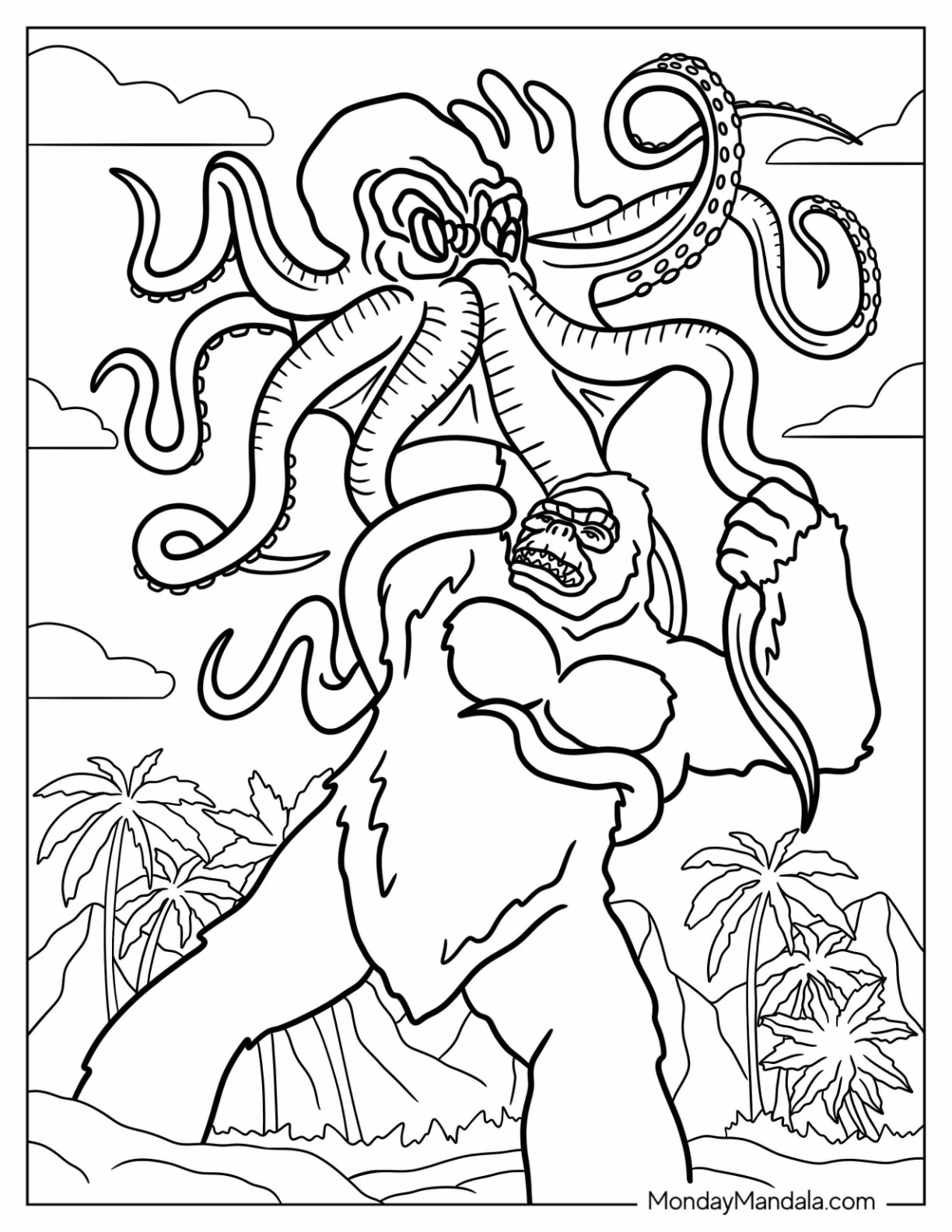 King kong coloring pages free pdf printables