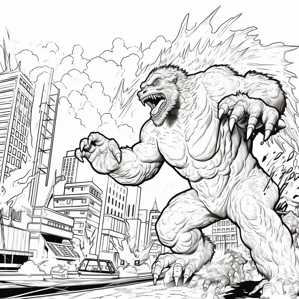 Godzilla vs king kong coloring book for adults and kids hours of coloring activities for both young and old alike instant download