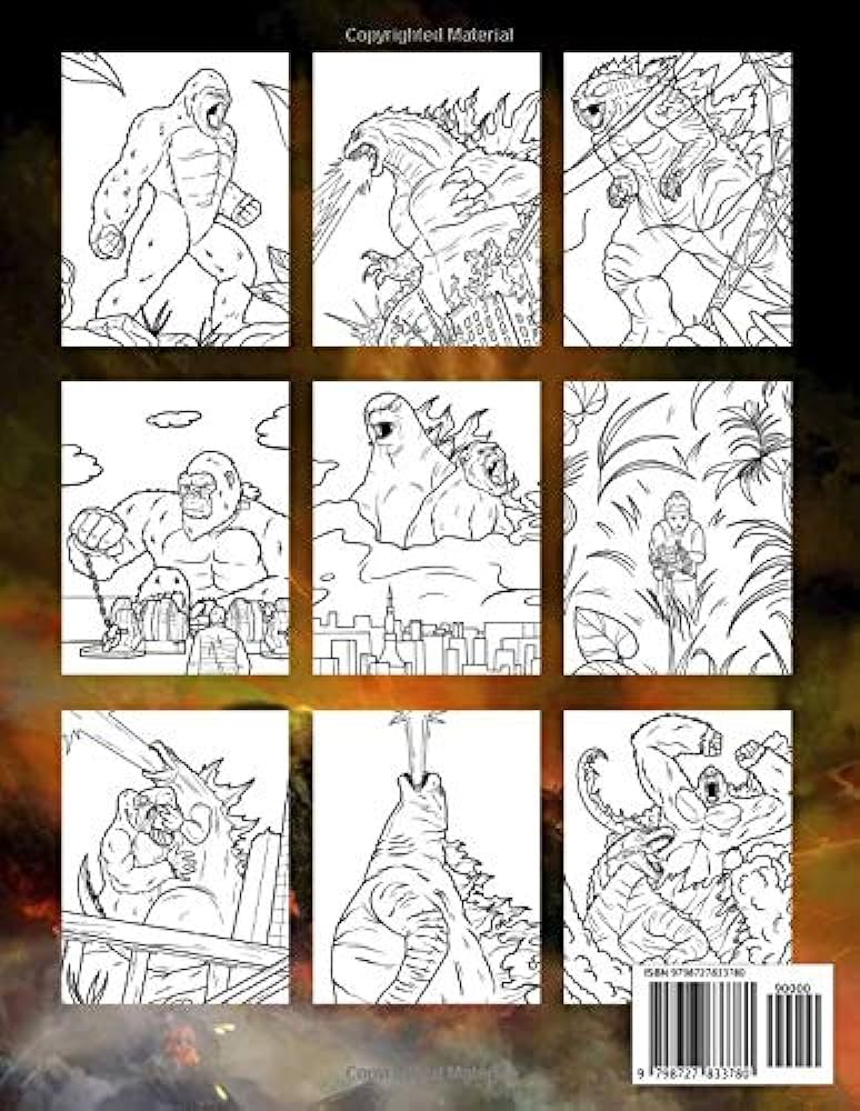 Godzilla vs king kong coloring book special kids and adults coloring books high quality illustrations books