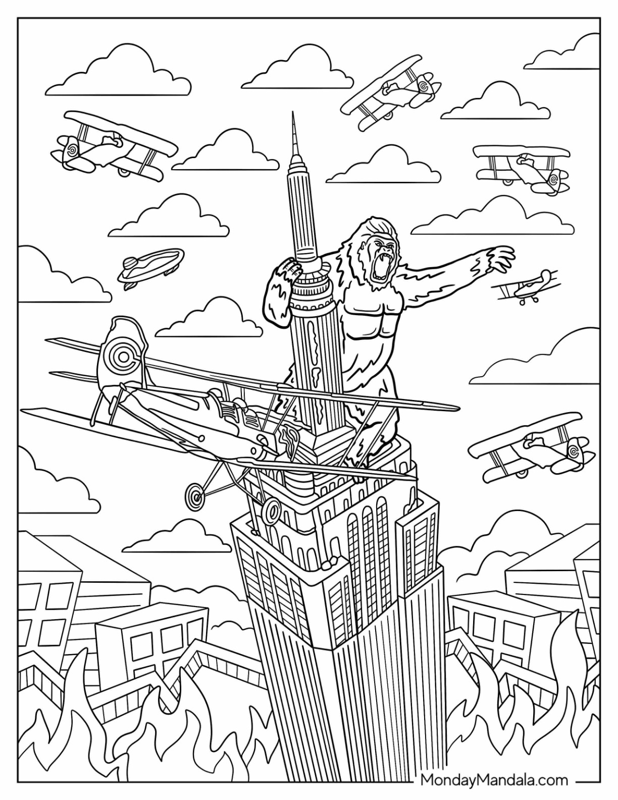 King kong coloring pages free pdf printables