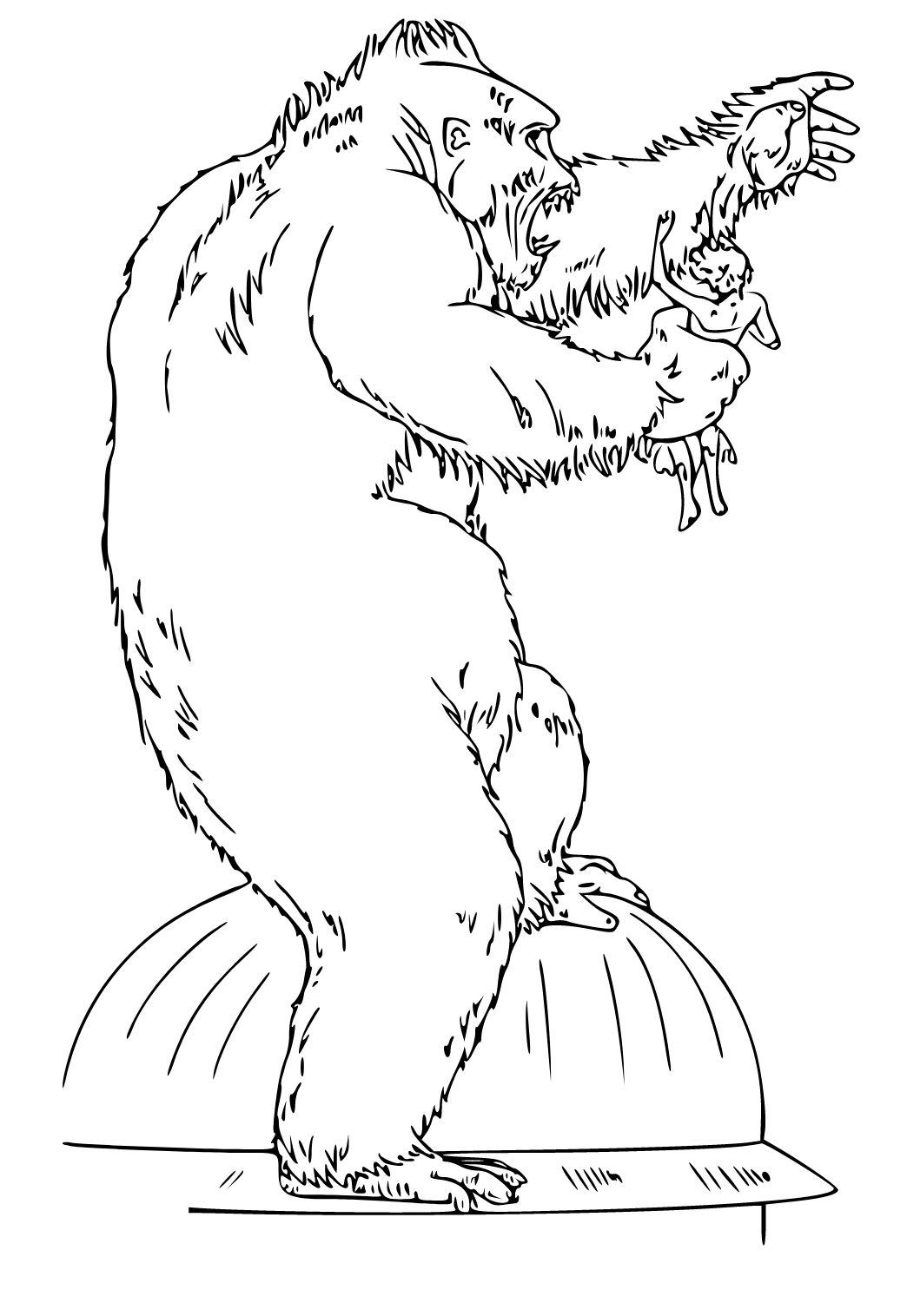 Free printable king kong roof coloring page for adults and kids