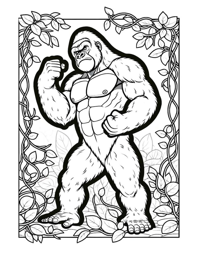 Free printable gorilla coloring pages