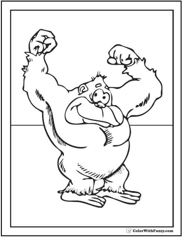 Gorilla coloring pages print and customize