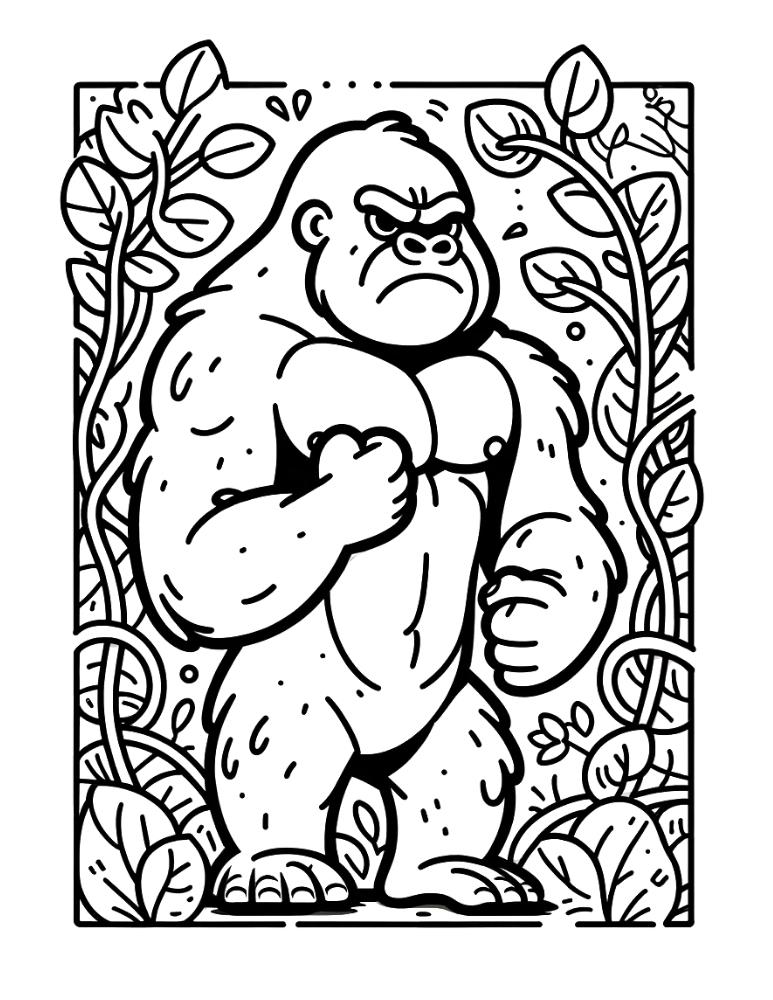 Free printable gorilla coloring pages