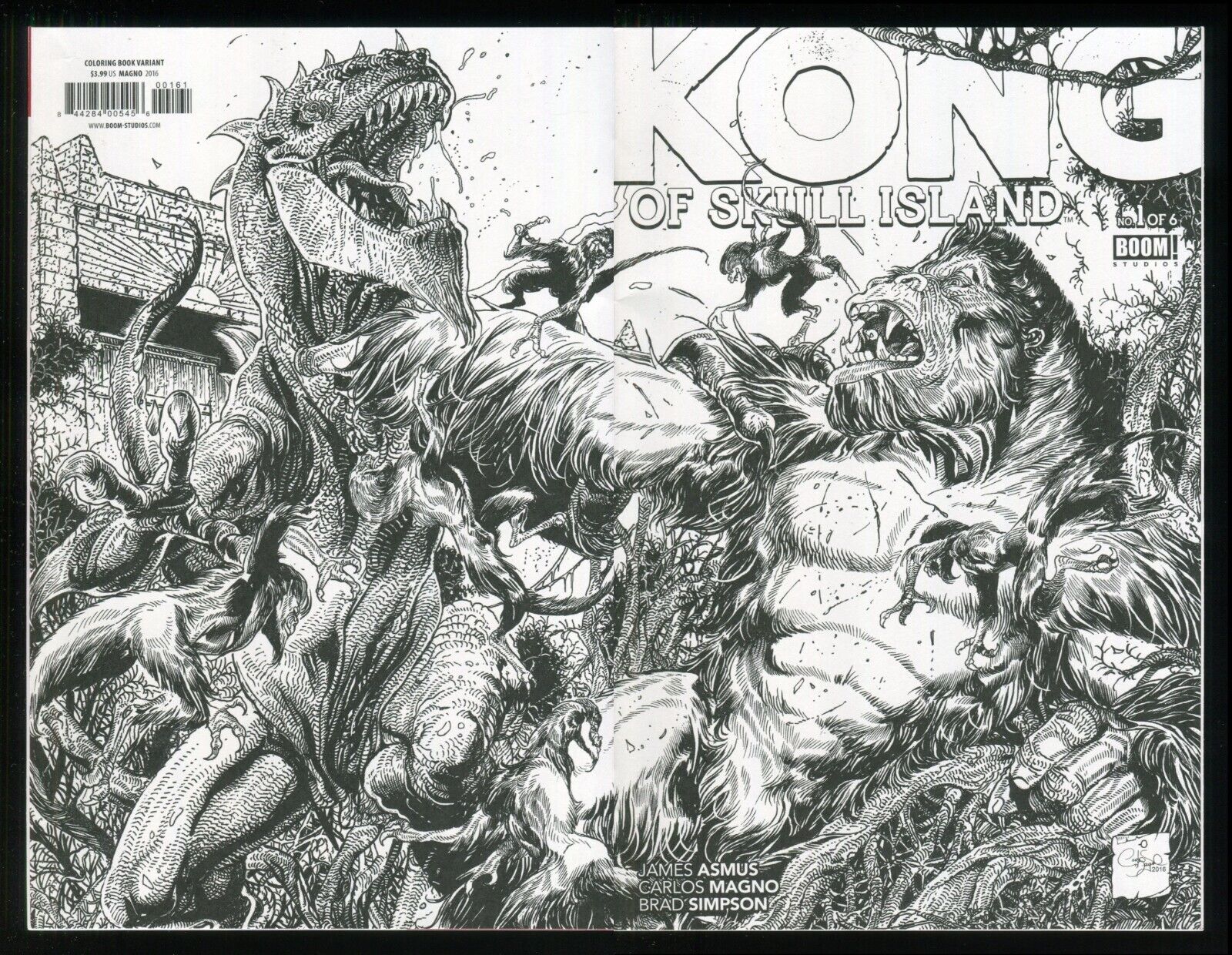 Kong of skull island wraparound loring book variant mic dinosaur king kong