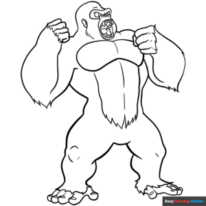 King kong coloring page easy drawing guides
