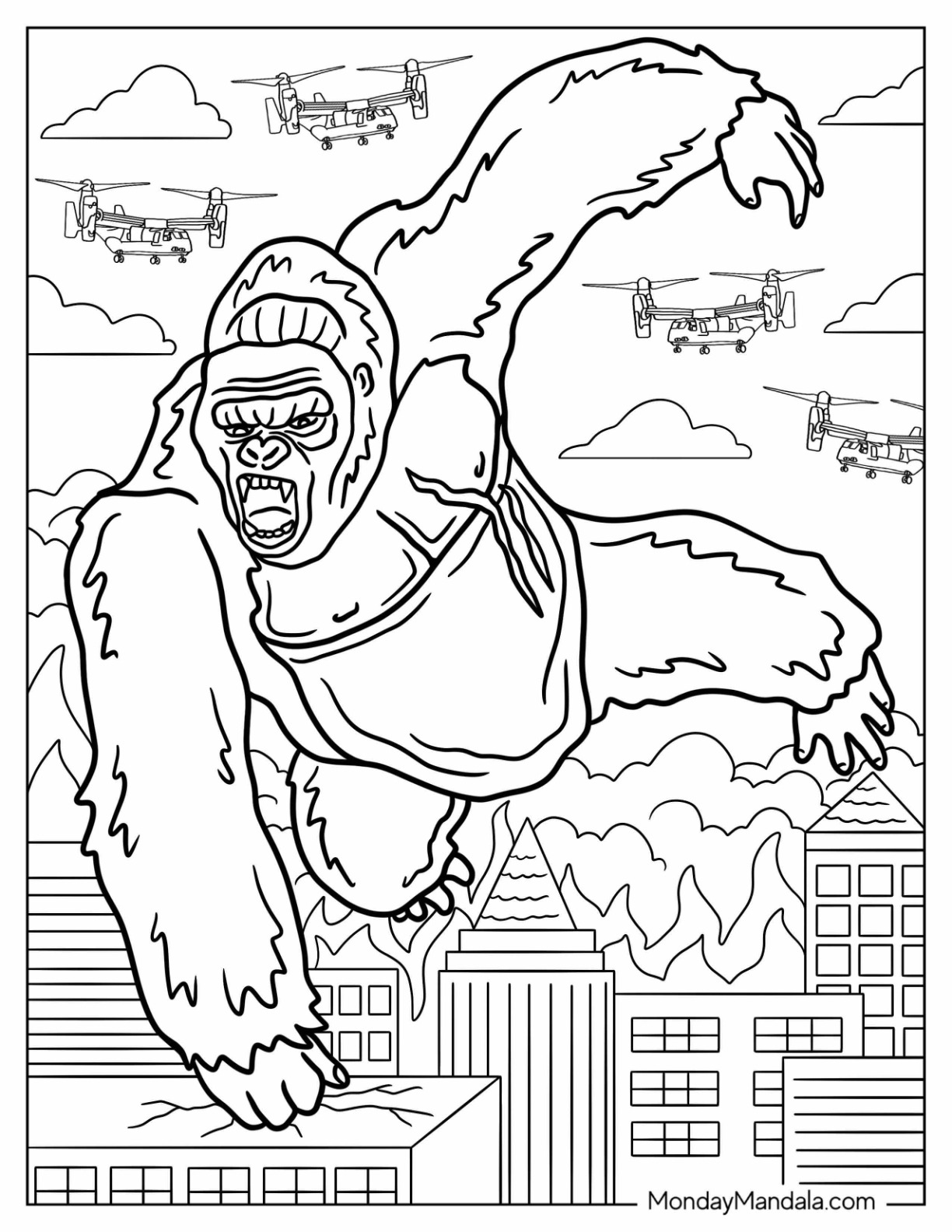 King kong coloring pages free pdf printables