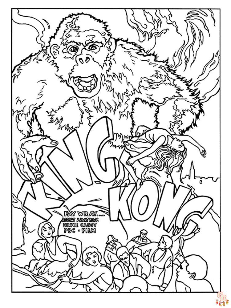 Printable king kong coloring pages free for kids and adults