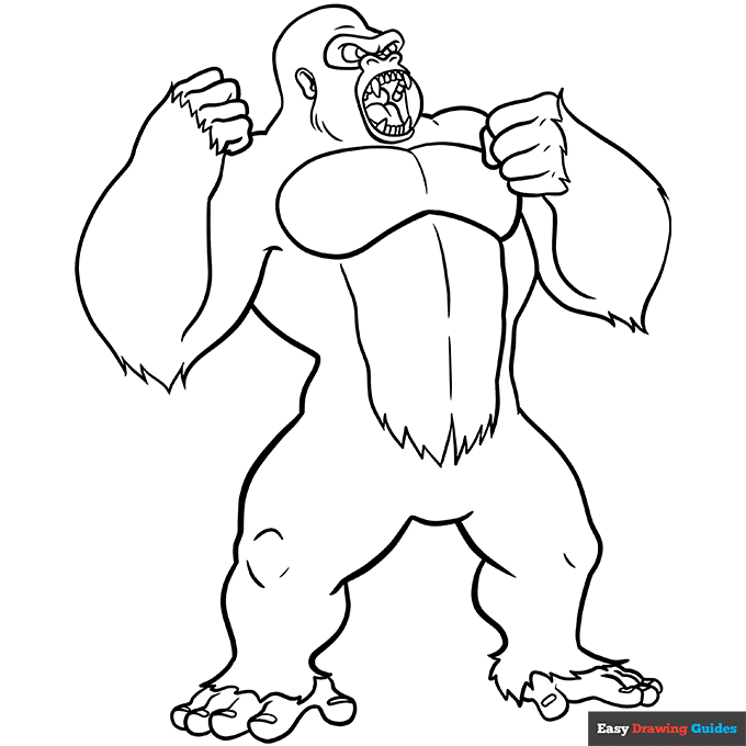 King kong coloring page easy drawing guides