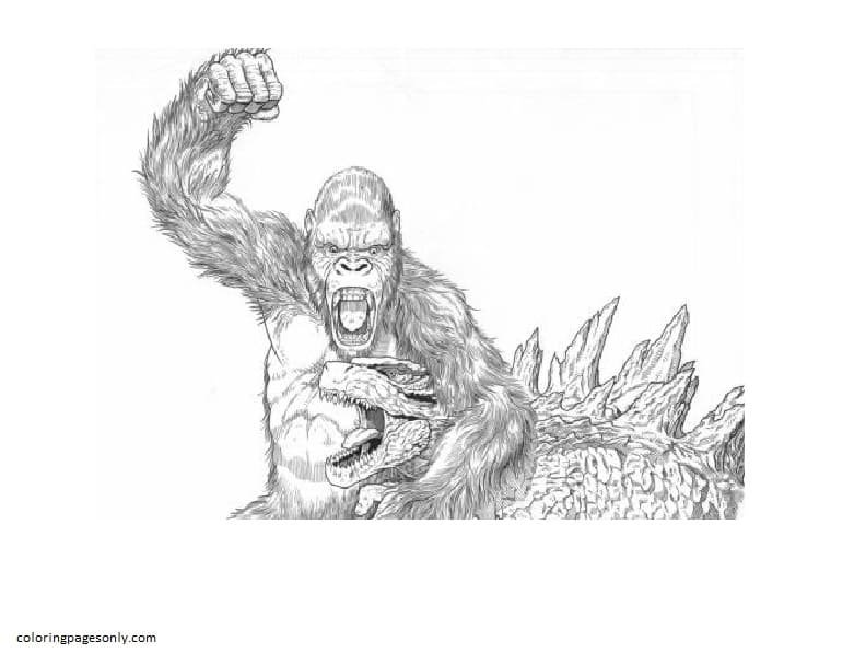 Godzilla and kong coloring pages printable for free download