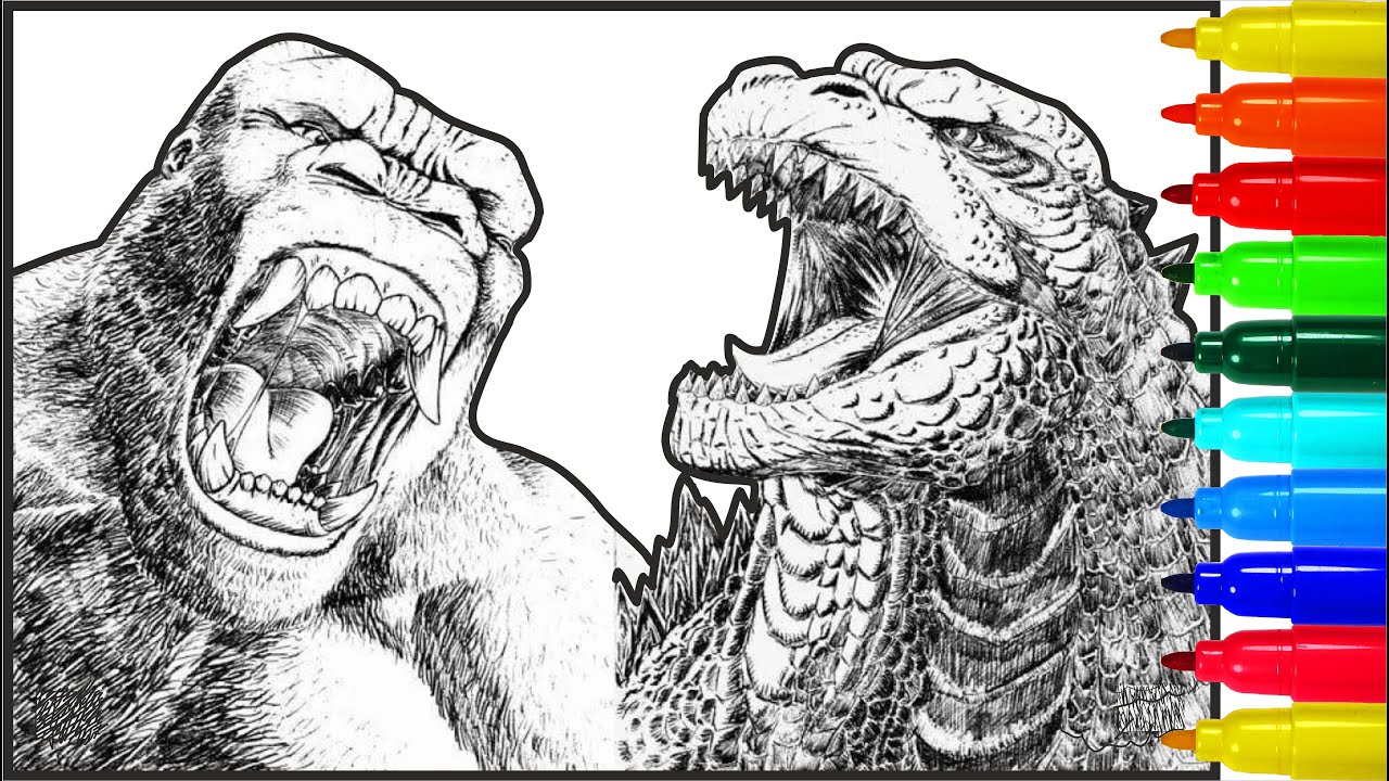 King kong vs godzilla enemies coloring pages