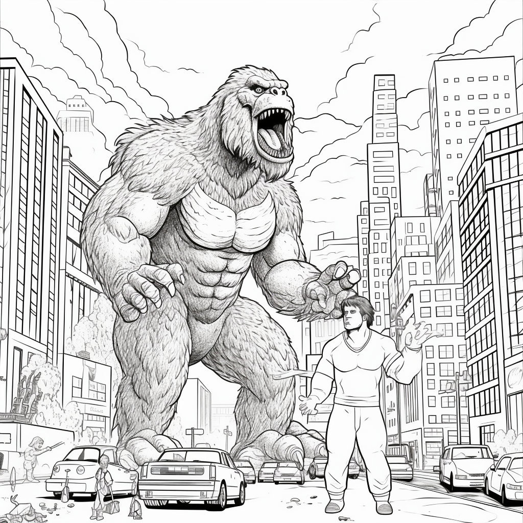 Godzilla vs king kong coloring book for adults and kids hours of coloring activities for both young and old alike instant download