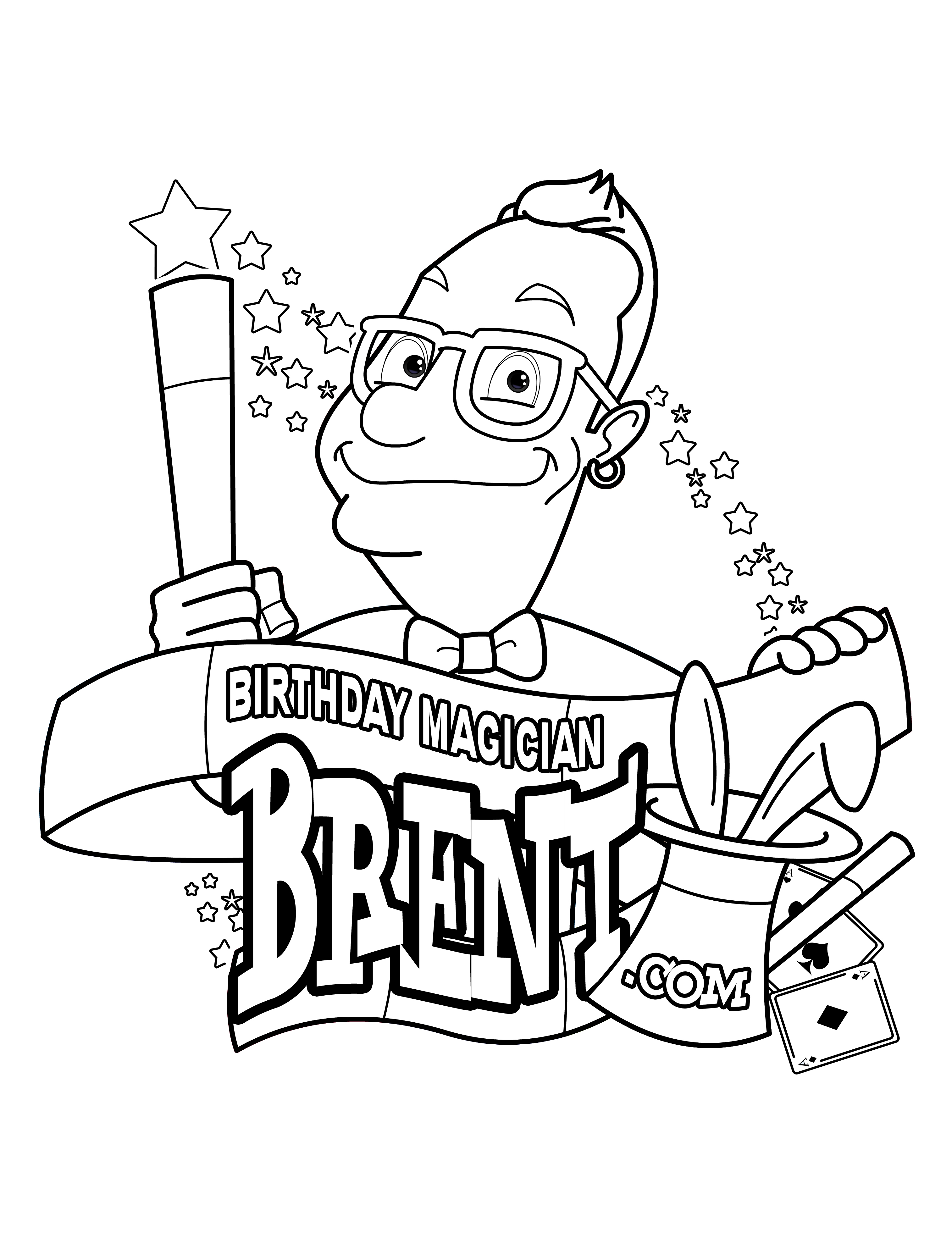 Birthday magician brents coloring page