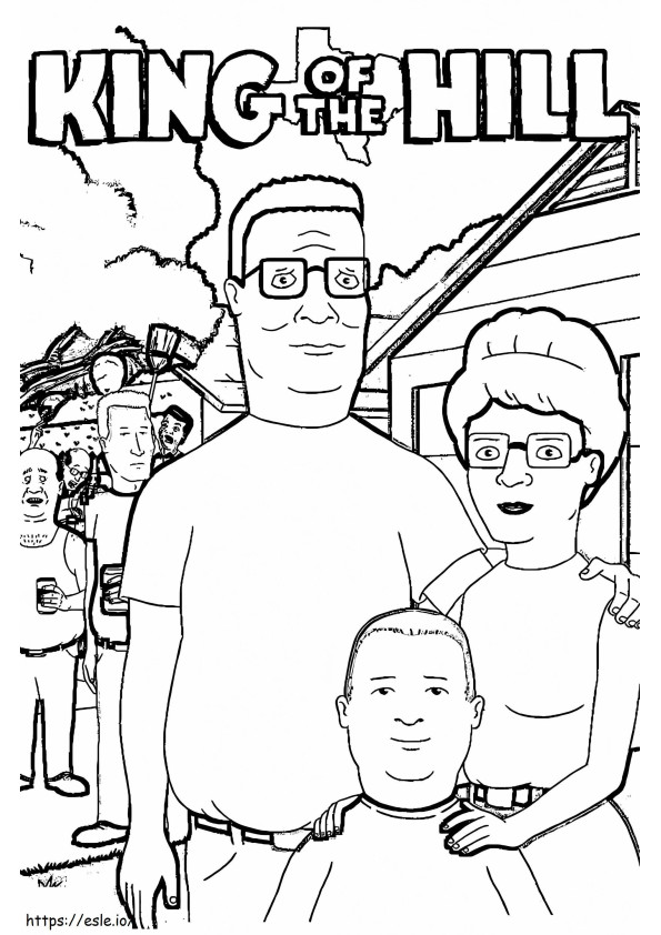 Printable king of the hill coloring page