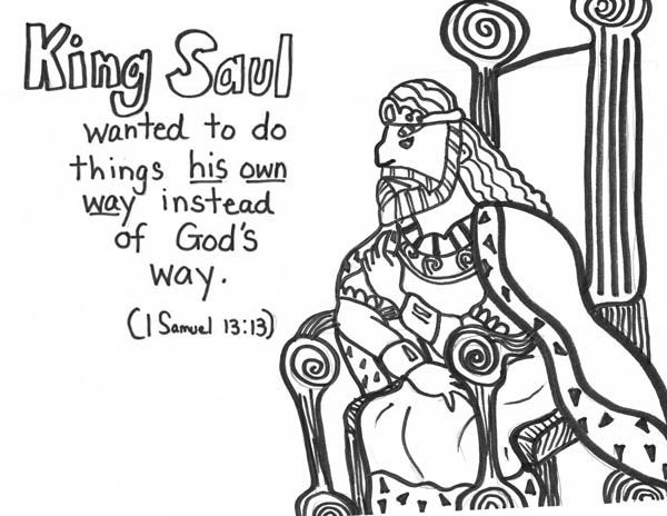 King saul refuse gods way coloring page bible coloring pages bible crafts for kids bible coloring