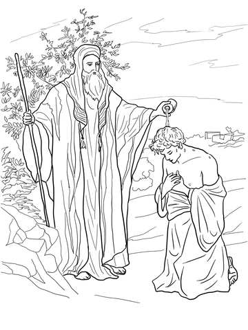 Samuel anoints saul as king coloring page free printable coloring pages