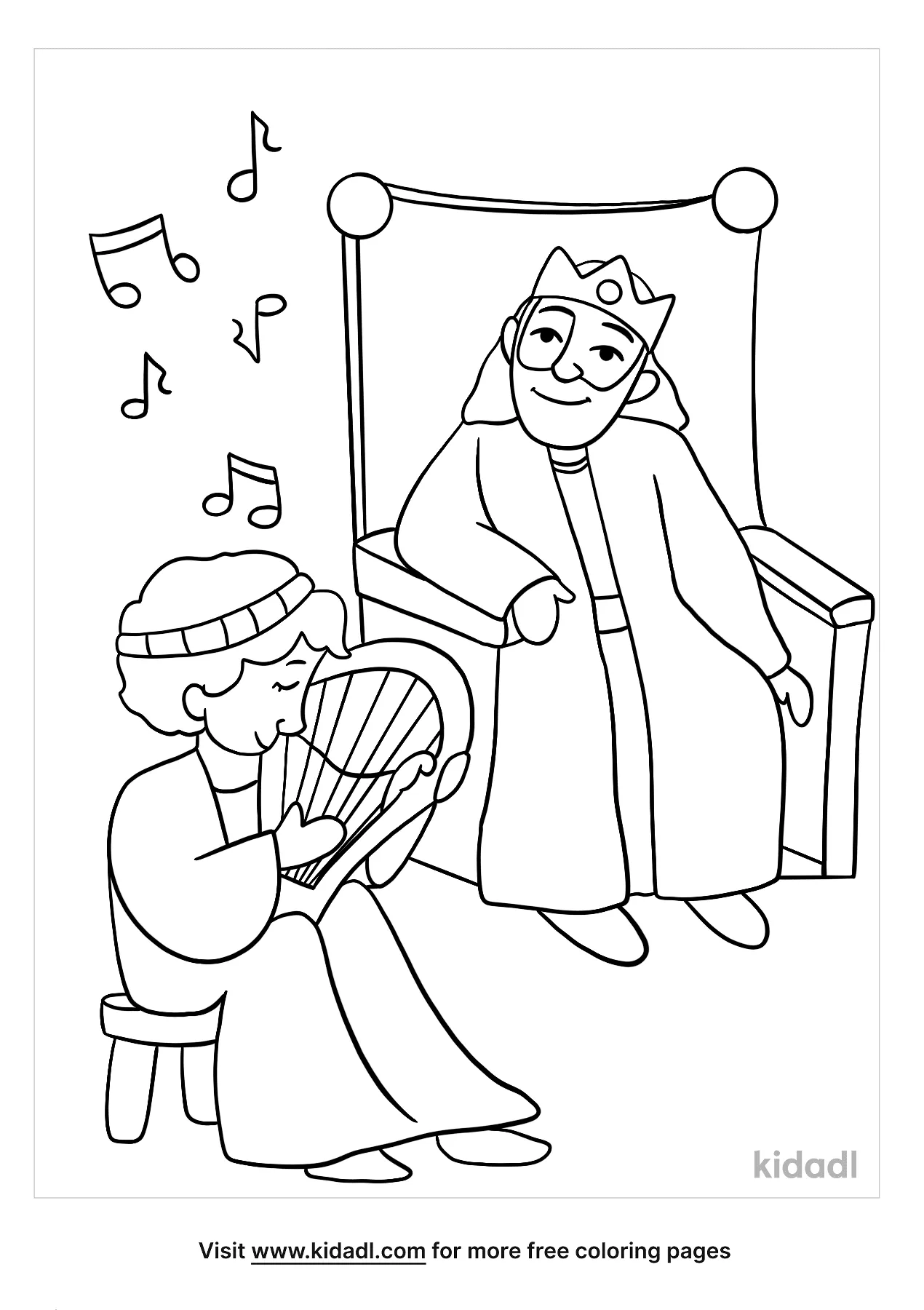 Free david plays harp for king saul coloring page coloring page printables