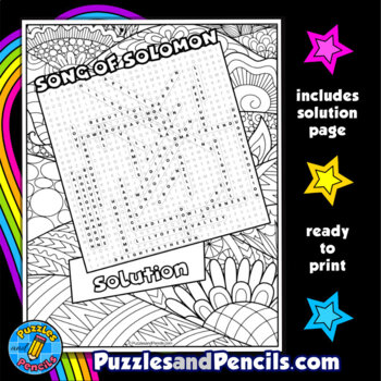 Song of solomon word search puzzle activity with coloring books of the bible