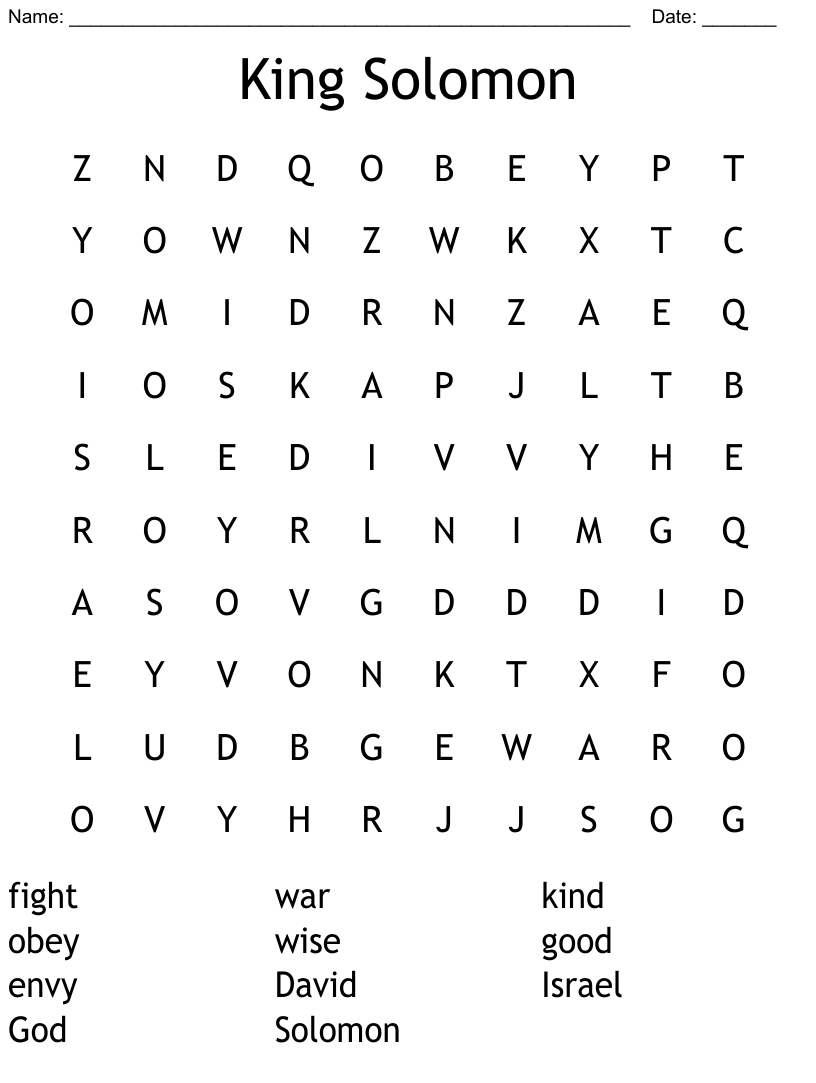 King solomon word search