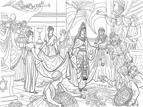 The arrival of the queen of sheba coloring page free printable coloring pages