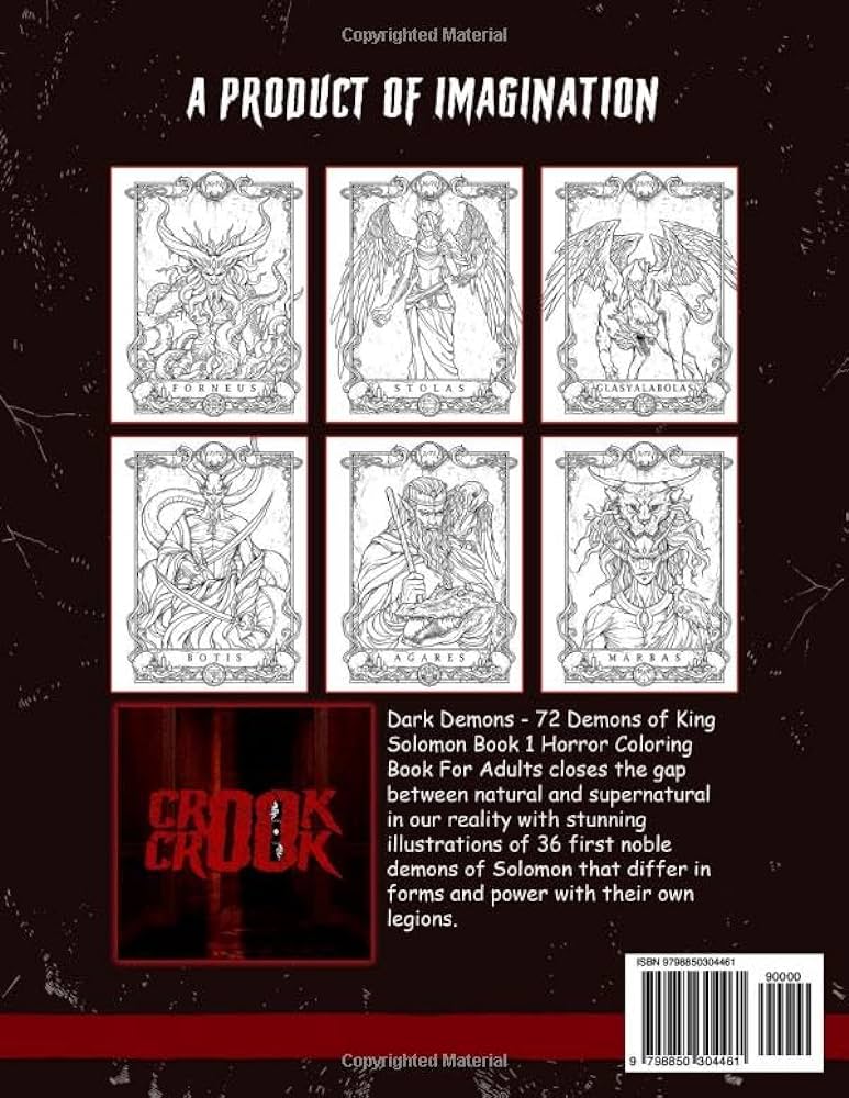 Dark demon horror coloring pages including demons of king solomon book for adults to relieve stress and unwind crook crook books