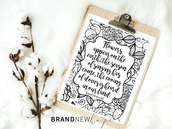 Song of solomon bible coloring page bible coloring page flowers printable color bible verse coloring page worship coloring page