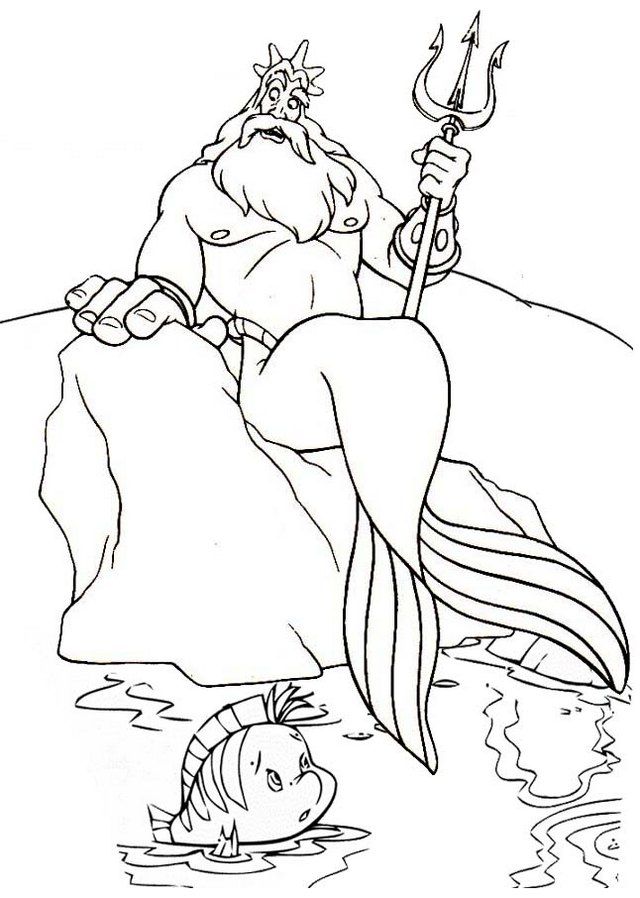 King triton and flounder appearing on the sea level coloring page mermaid coloring pages disney coloring pages mermaid coloring