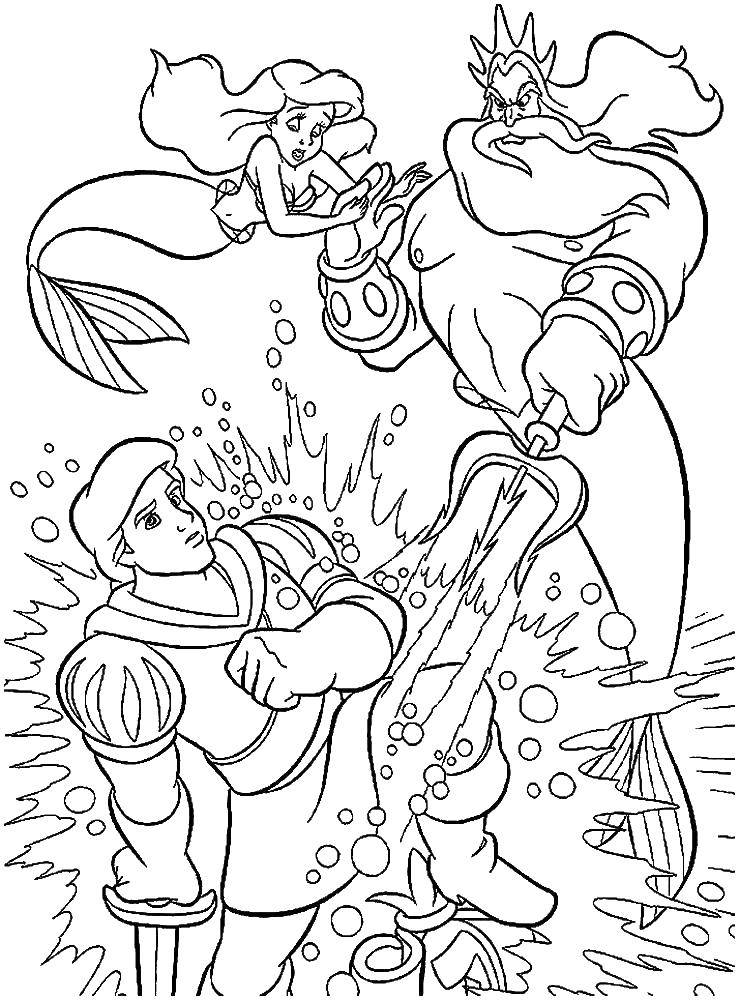 Online coloring pages cartoons coloring king neptune and ariel disney cartoons
