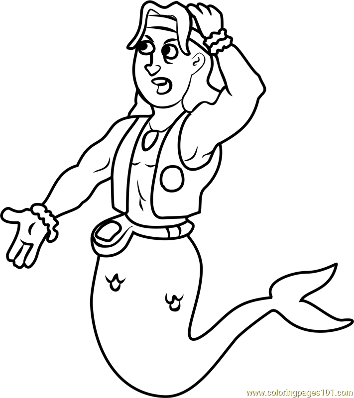 Prince triton coloring page for kids