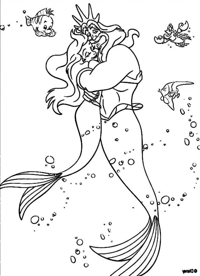 Ariel and king triton coloring pages