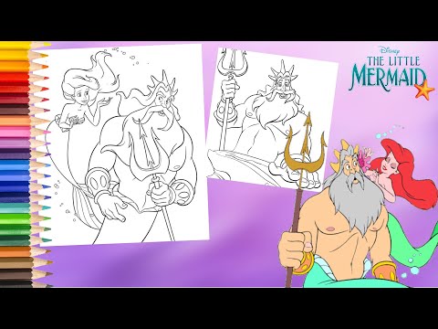 Coloring the little mermaid princess ariel king triton
