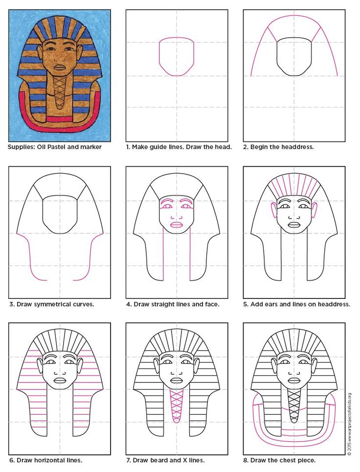 Easy how to draw king tut tutorial and king tut coloring page art history lessons egypt art egyptian art