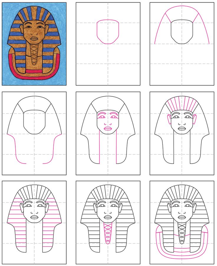 Easy how to draw king tut tutorial and king tut coloring page art history lessons egypt art egyptian art