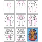 Easy how to draw king tut tutorial and king tut coloring page