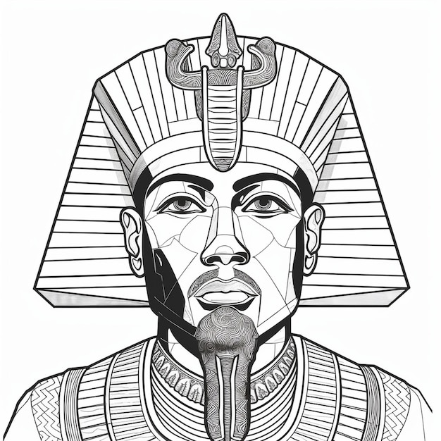 Animation linear portrait king tutankhamun mask ancient off