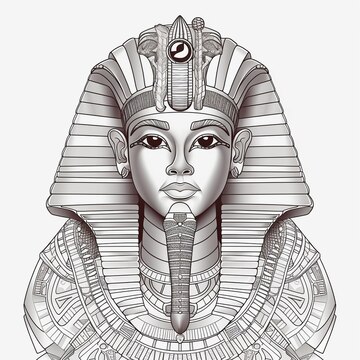 Animation linear portrait king tutankhamun mask ancient off