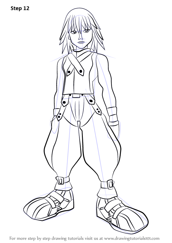 How to draw riku from kingdom hearts kingdom hearts step by step