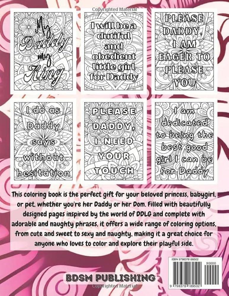 Favorite daddy phrases coloring book adult coloring book for women naughty coloring pages for daddy dom little girl princess ddlg kinky bdsm dom sub abdl lifestyle publishing bdsm books
