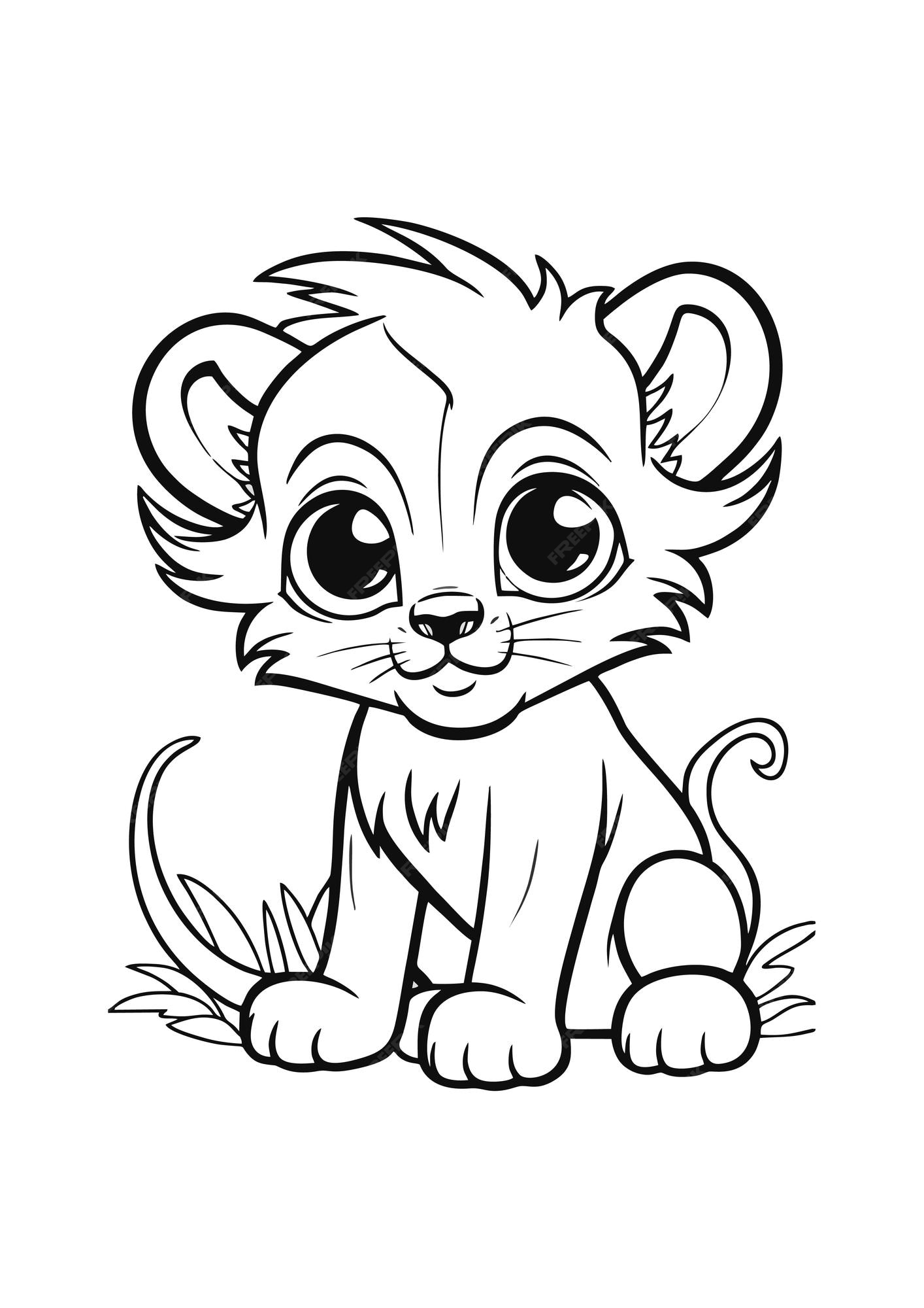 Premium vector lion coloring page