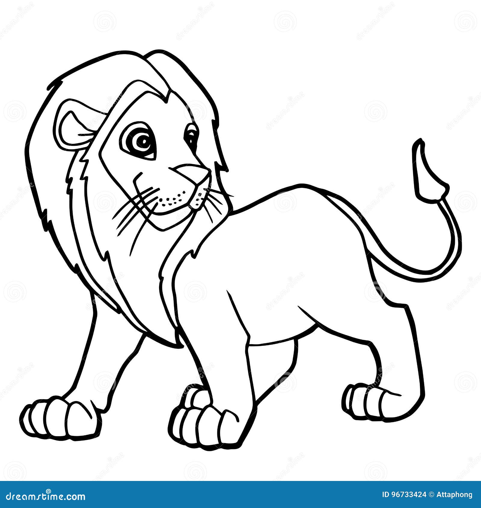 Cartoon cute lion coloring page vector stock vector