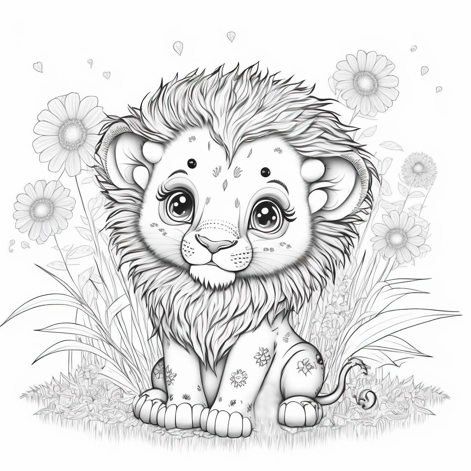 Premium photo lion outline illustration for coloring book page coloring card for kids and adults generative ai