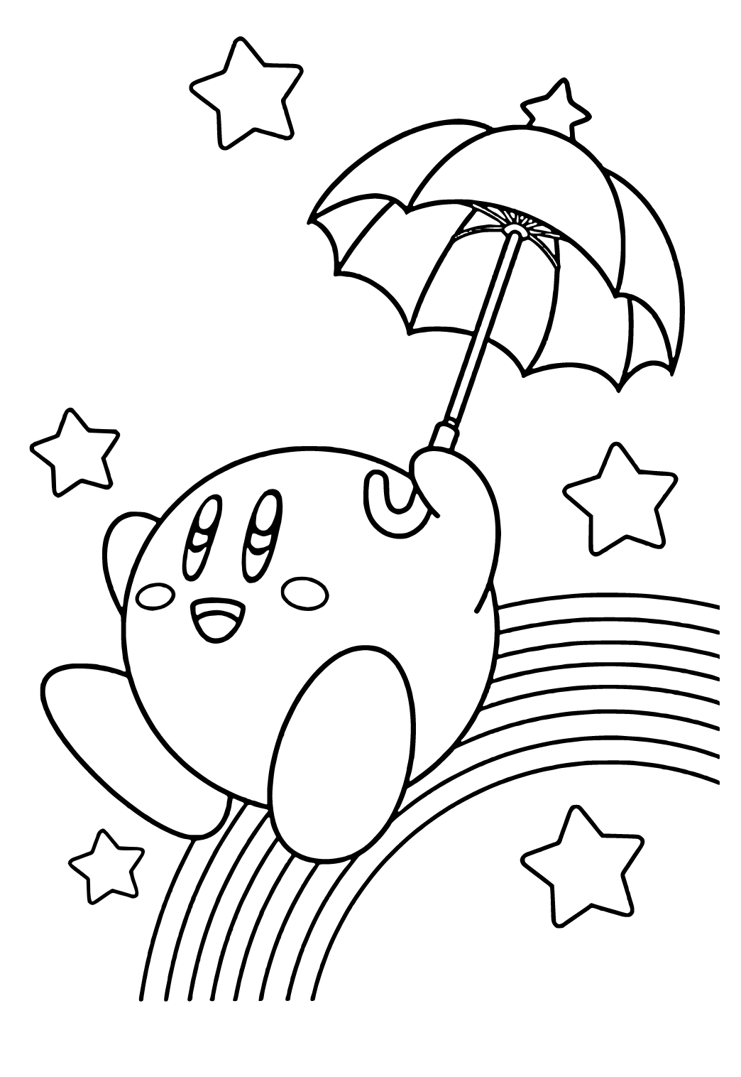Free printable kirby rainbow coloring page sheet and picture for adults and kids girls and boys
