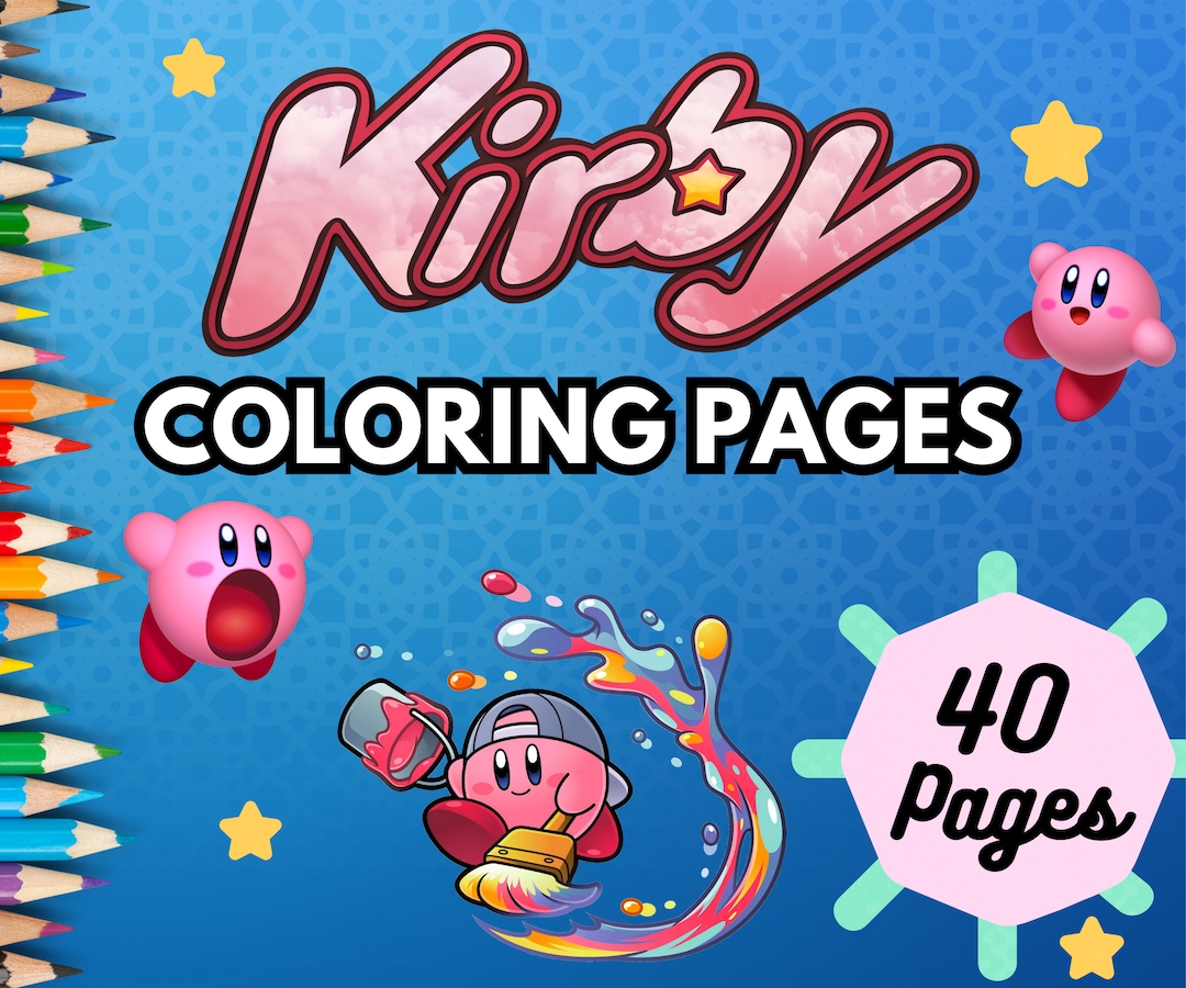 Color your favorite kirby characters with unique coloring pages digital delivery instant download
