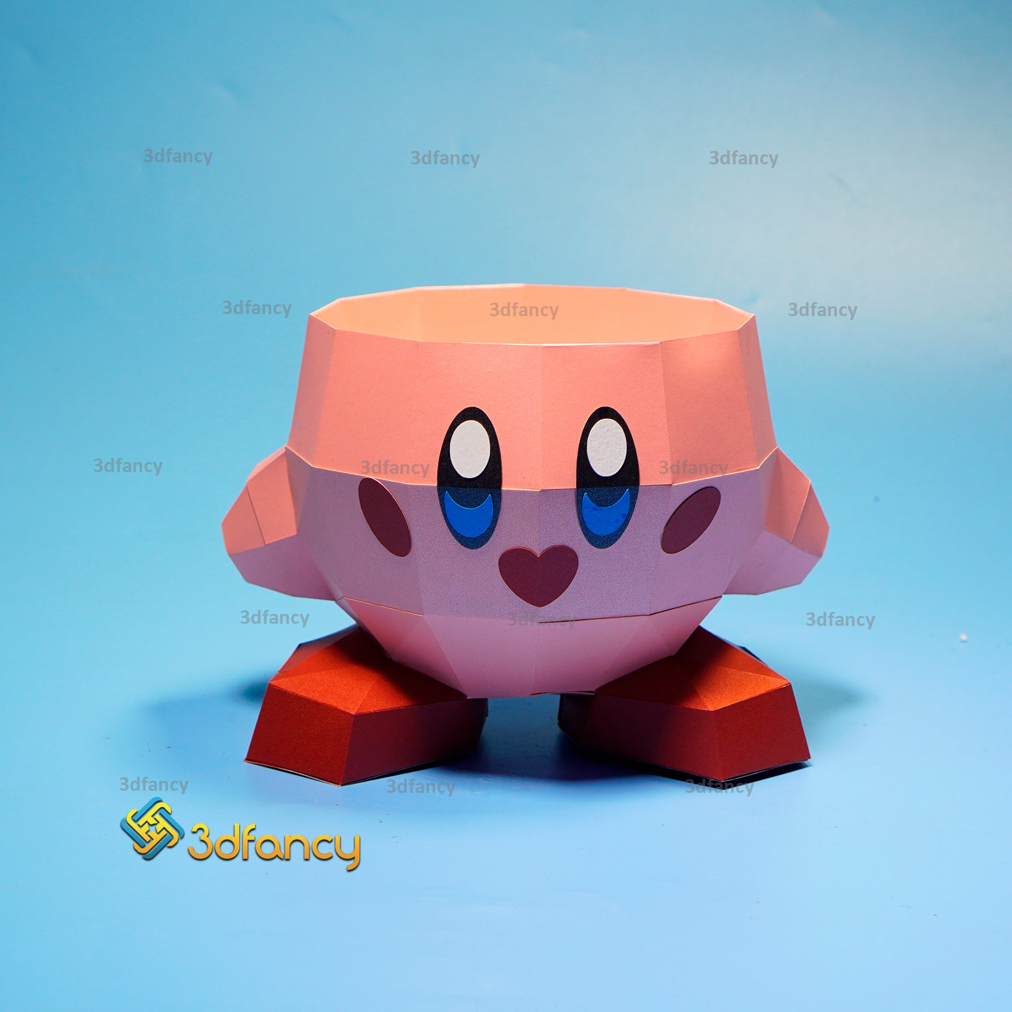 D papercraft kirby standing planter pen pencil holder svg for cricu â