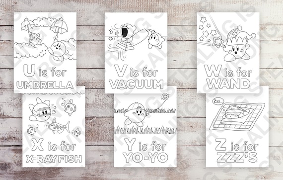 Kirby abc coloring book instant download pdf