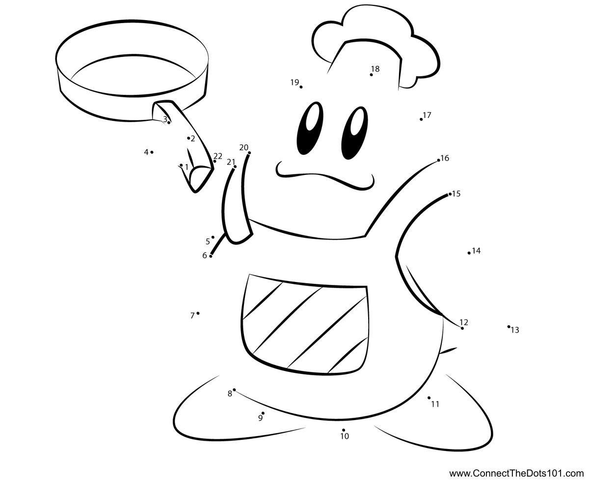Chef kawasaki kirby dot to dot printable worksheet