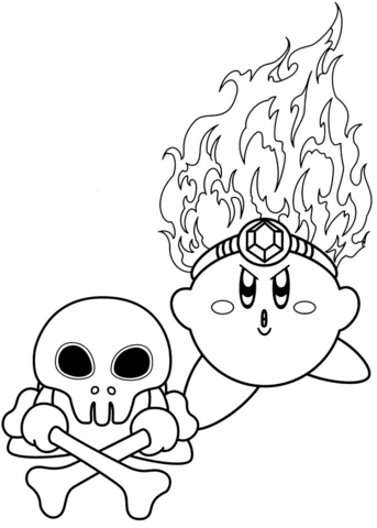 Fire kirby coloring page free printable coloring pages