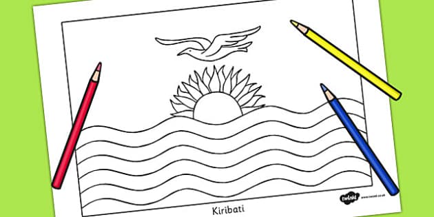 Kiribati flag coloring sheet teacher