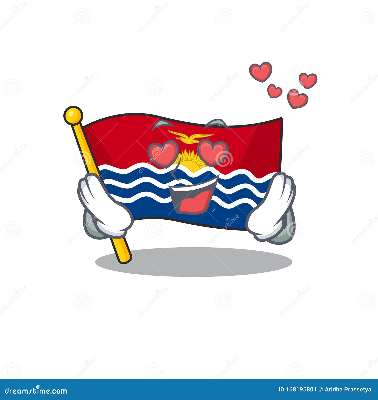Falling in love cute flag kiribati scroll cartoon mascot design stock vector